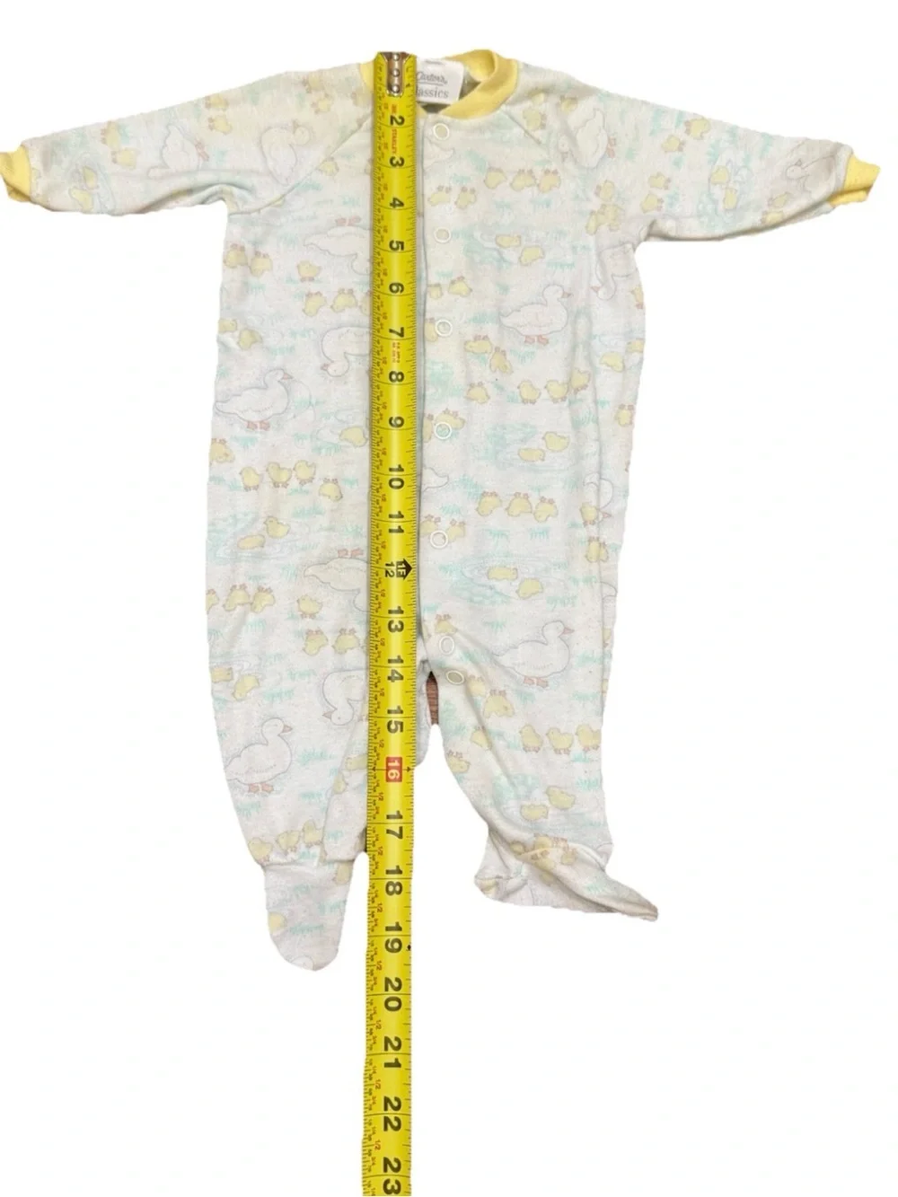 Vintage Carter’s Baby Footed Sleeper Duck Pajamas Unisex Yellow Goose